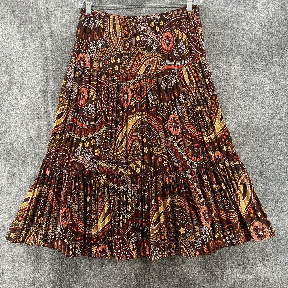 Laura Scott Skirt Size‎ M Paisley Tiered Pull On Flowy Prairie Boho Cottagecore